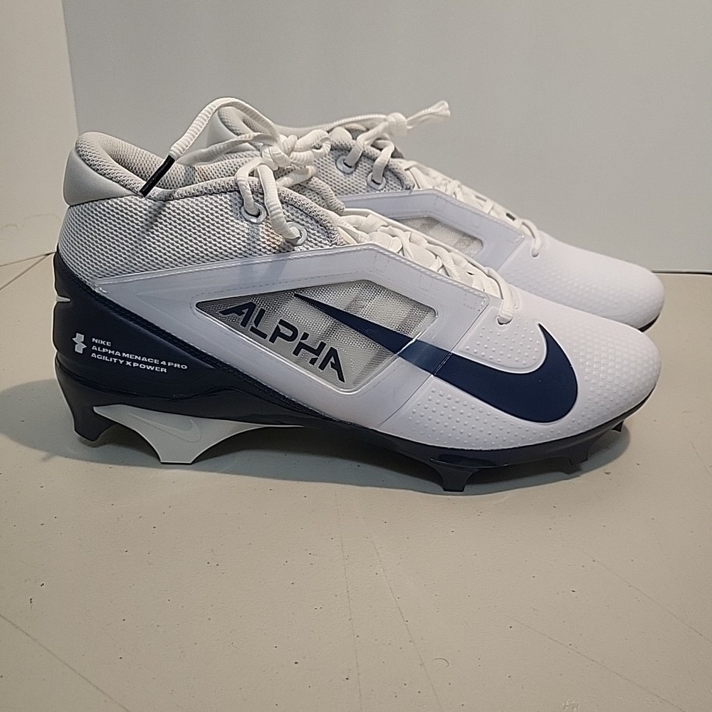 Nike Alpha Menace 4 Pro White Blue Football Cleats men's size 11 NEW FD7037-104